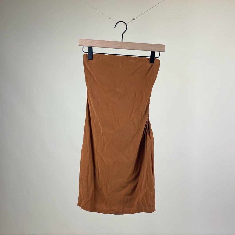 NWT ANEMOS Swim Tube Strapless Mini Dress in Rust Brown Orange Resort Neutral